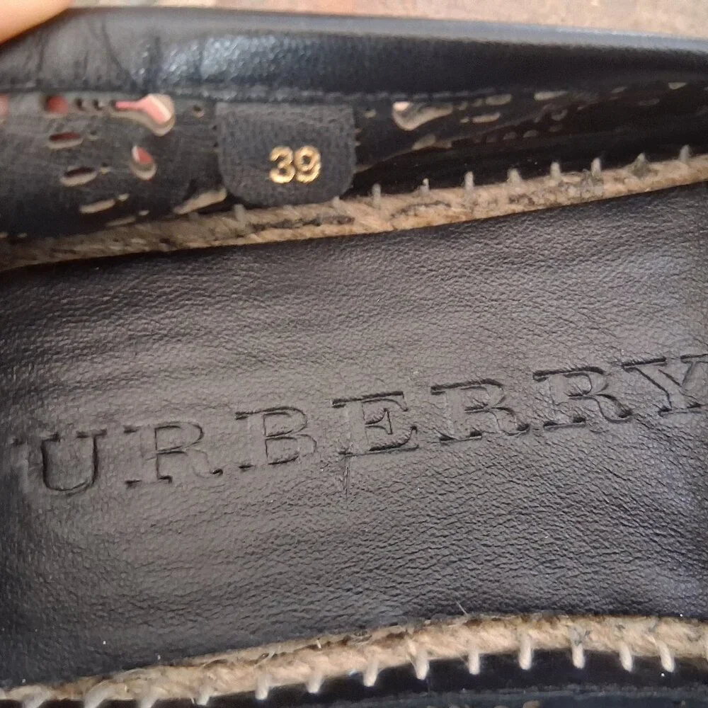 Burberry Black Leather Espadrille Shoes